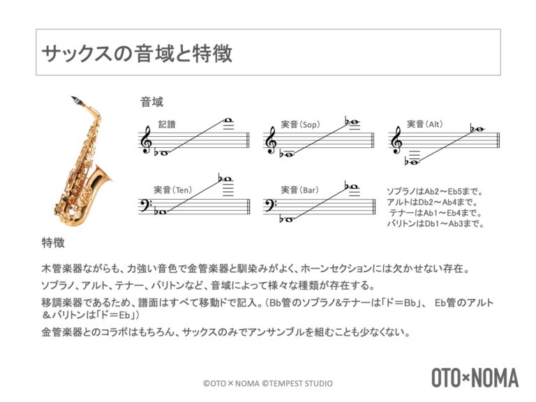 ホーンセクションを構成する楽器の音域を学ぼう！移調楽器の仕組み・記譜も解説！ OTO×NOMA